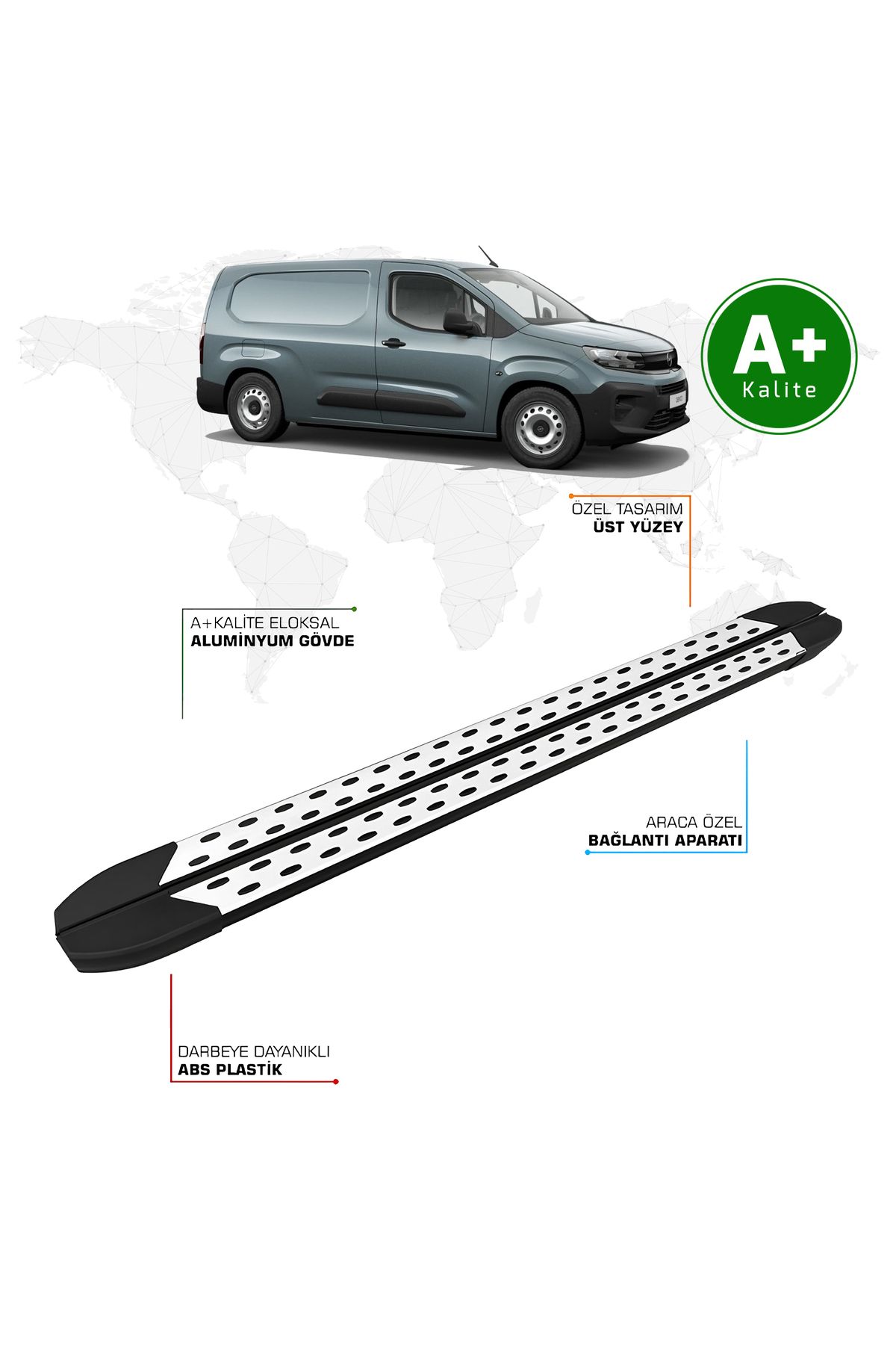 FA OTO AKSESUAR Opel Combo Panelvan Yan Basamak Uzun Şasi 2024 Model ve Sonrası TrimLine