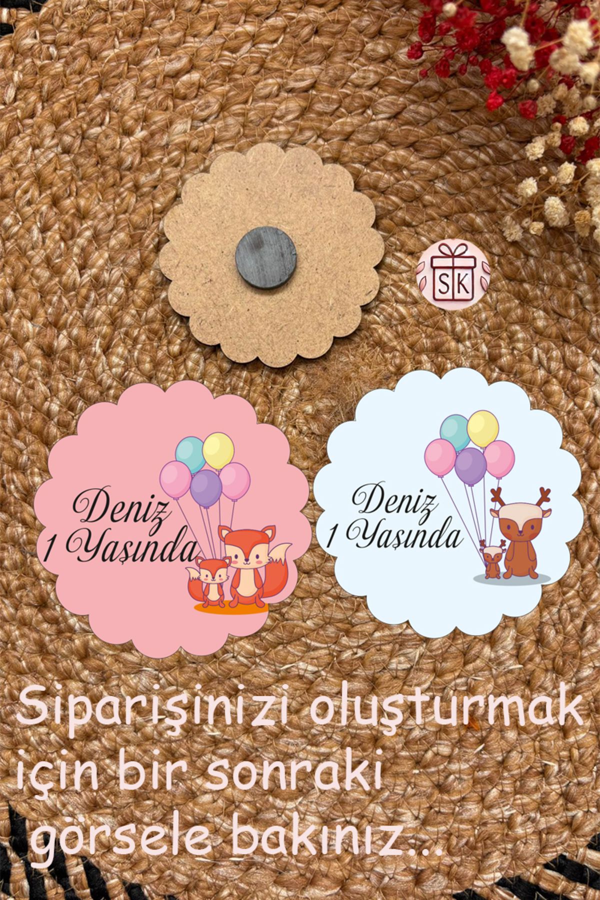 SK Gift Figürlü Ahşap Bebek Magnet Doğum Günü Hediyeliği Baby Shower Yenidoğan Magnet 35 Adet