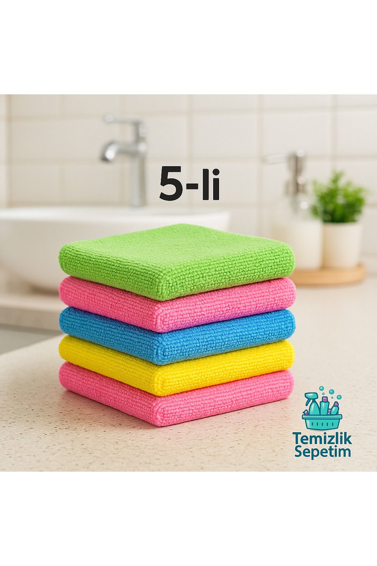 temizliksepeti Mikrofiber Temizlik Bezi - 5 Adet - 40x40 cm | Yüksek Emicilik – Renkli Çok Amaçlı Bez