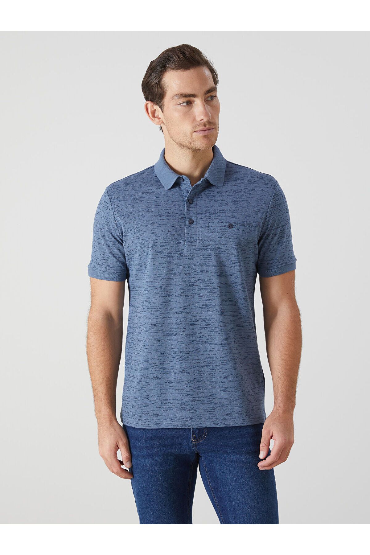 LC Waikiki Polo Yaka Kısa Kollu Desenli Pike Erkek Tişört