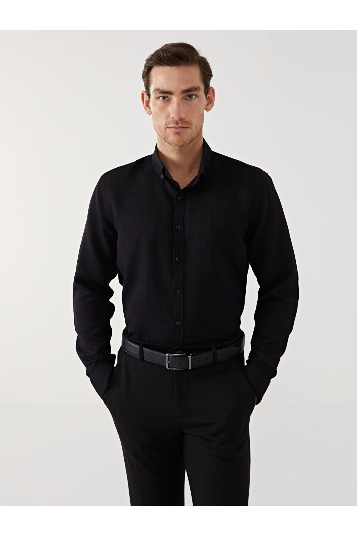 LC Waikiki Slim Fit Uzun Kollu Armürlü Erkek Gömlek