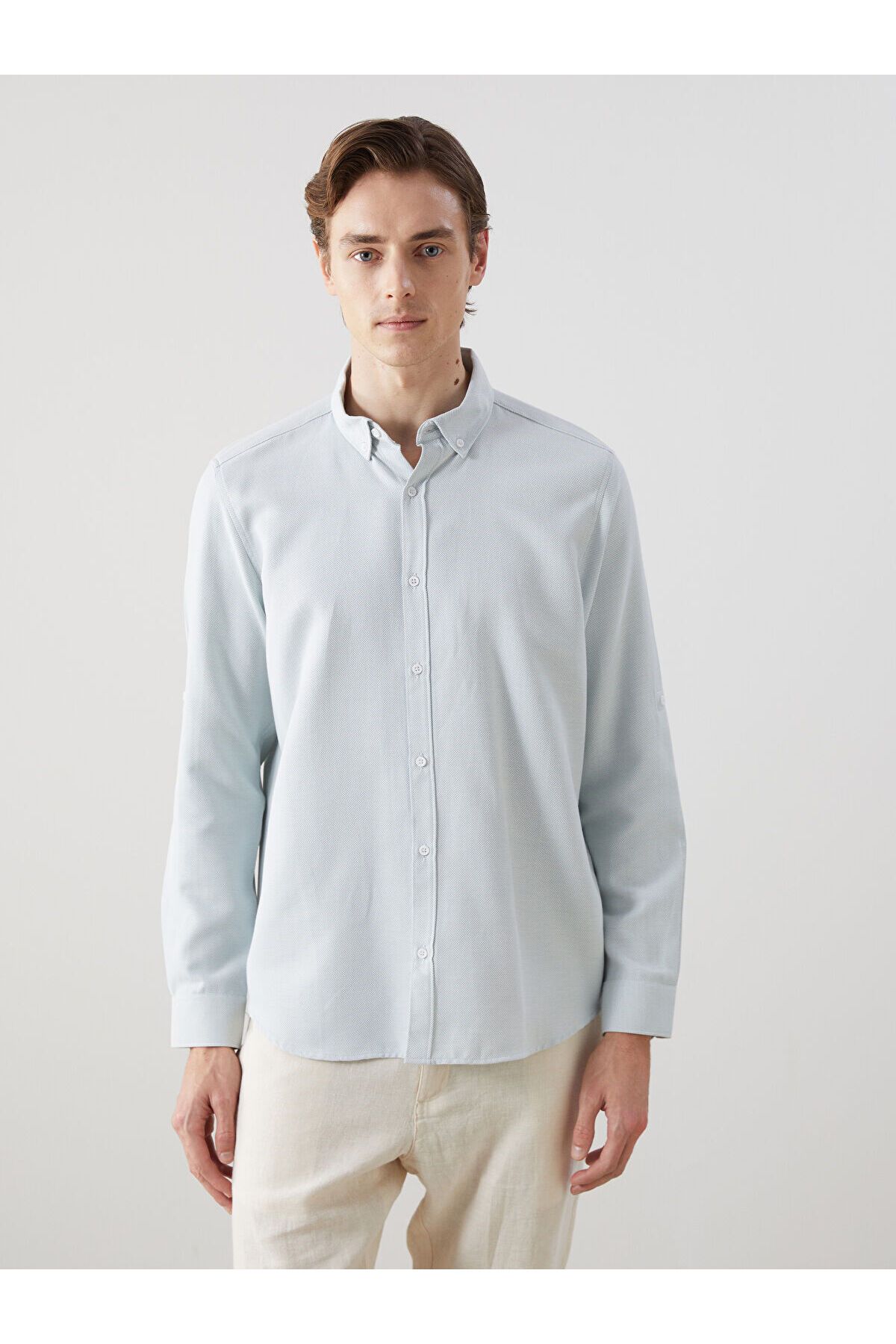 LC Waikiki Slim Fit Uzun Kollu Armürlü Erkek Gömlek