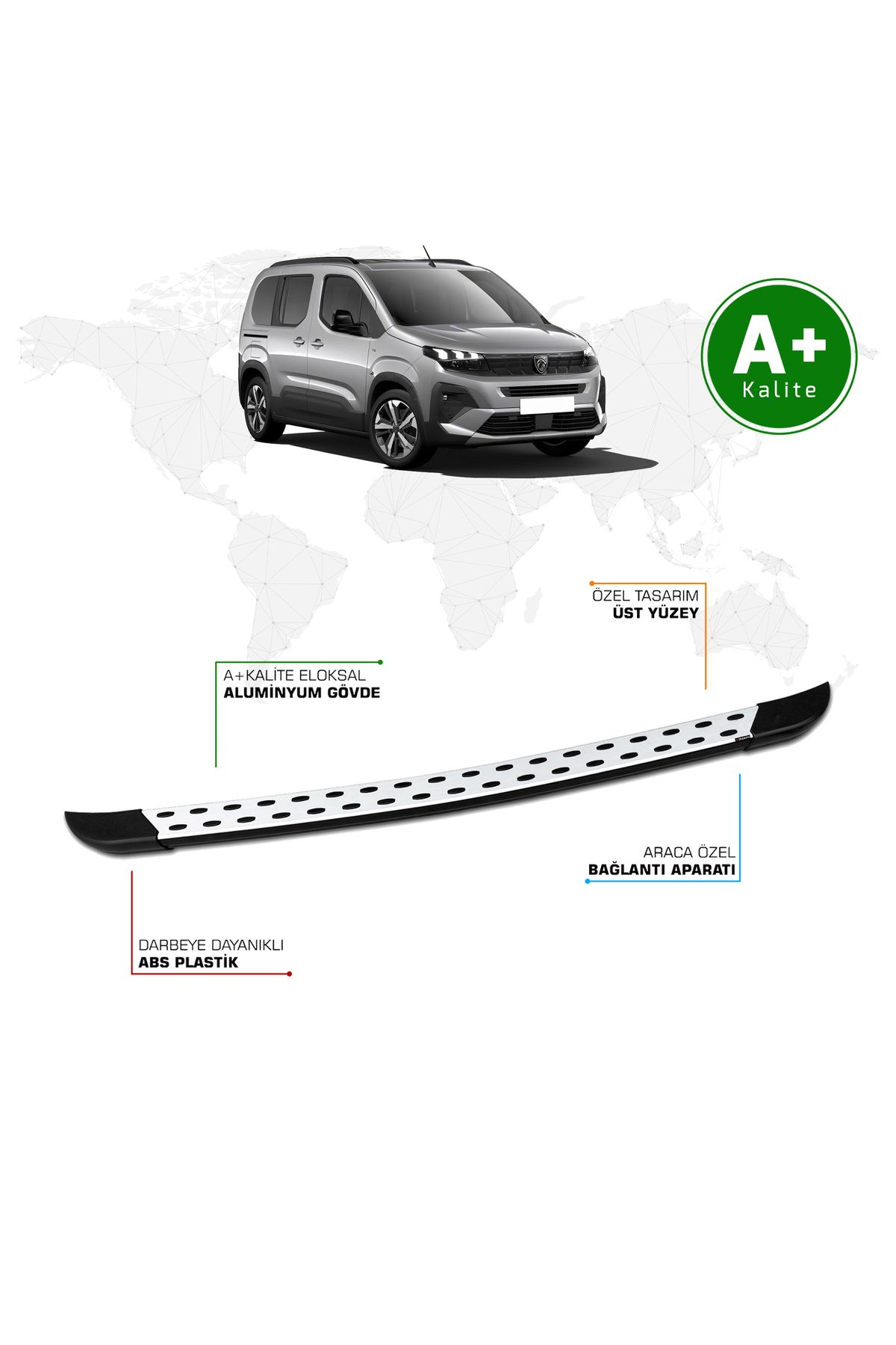 FA OTO AKSESUAR Peugeot Rifter Arka Basamak 2024 Model ve Sonrası TrimLine