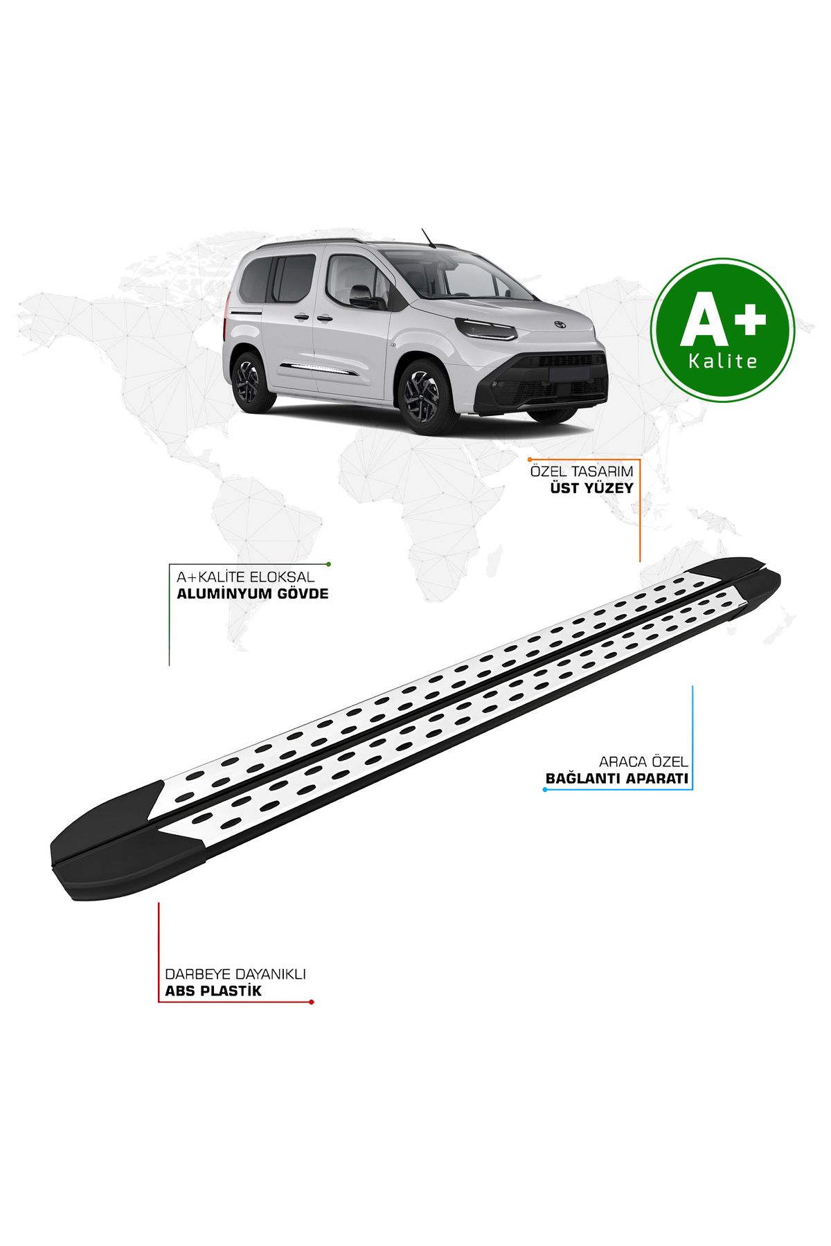 FA OTO AKSESUAR Toyota Proace City Yan Basamak Kısa Şasi 2024 Model ve Sonrası TrimLine