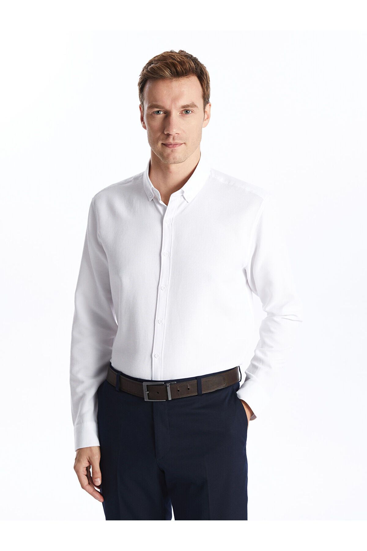 LC Waikiki Slim Fit Uzun Kollu Armürlü Erkek Gömlek