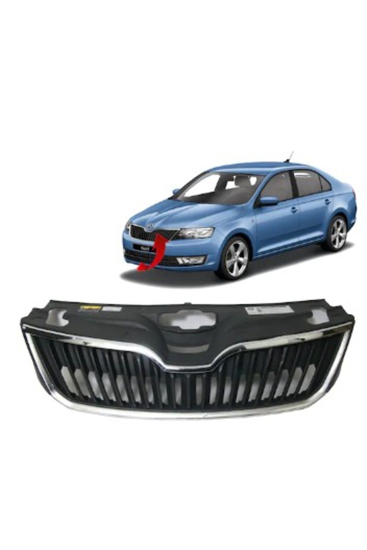 PARCAWORLD ÖN PANJUR KROM ÇERÇECE ÜST PLASTİK BİRLİKTE MAT SİYAH KOMPLE RAPİD 2013-2018