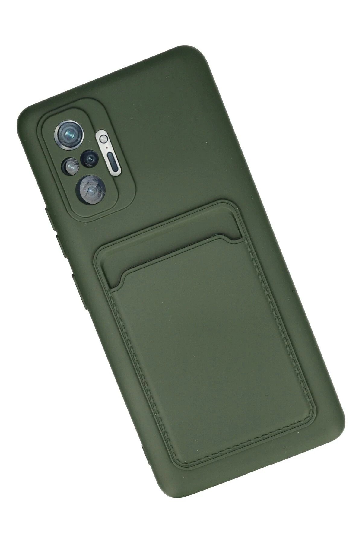 NewFace Xiaomi Redmi Note 10 Pro Kılıf Kelvin Kartvizitli Silikon - Koyu Yeşil HNZRN