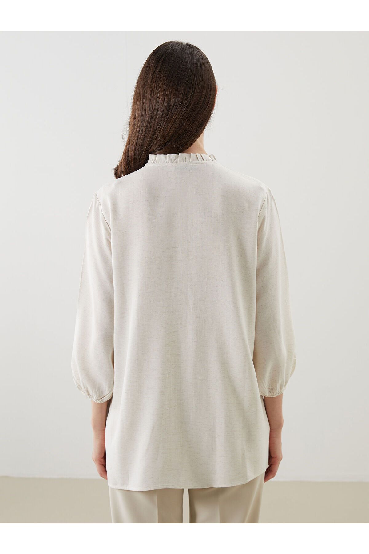LC Waikiki-Embroidered Linen Blended Blouse with Cropped Collar 5