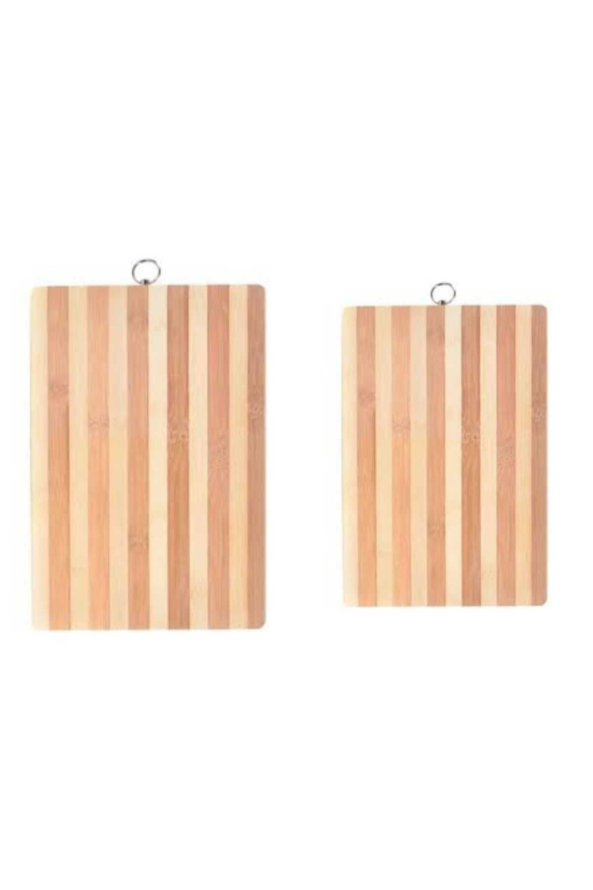 Mucha 2 Adet Metal Askılı Lüks Bambu Kesme Tahtası Ekmek Kesim Tablası 20*30 Cm 22*32 Cm