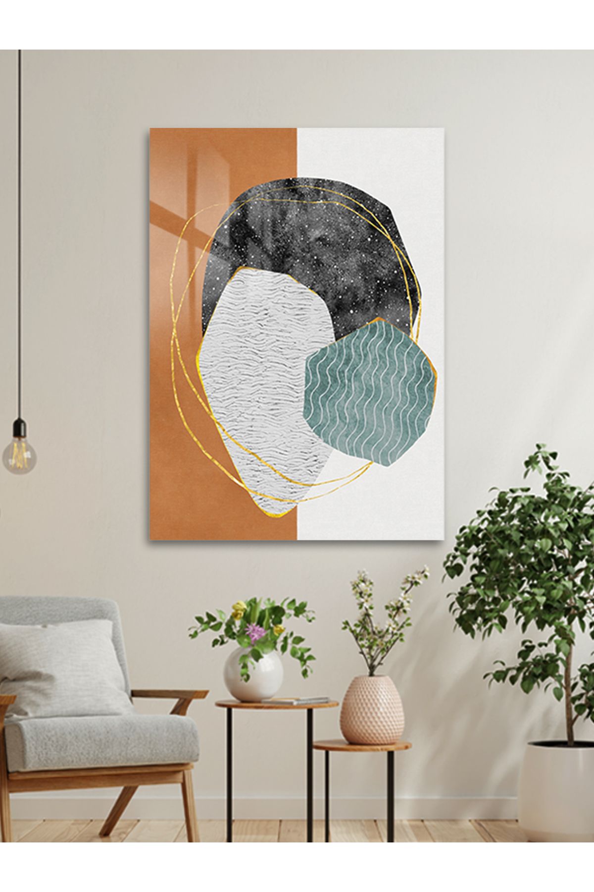 ARTSTATİONS Sakin Evren – Modern Ev Dekoru Soyut Cam Tablo