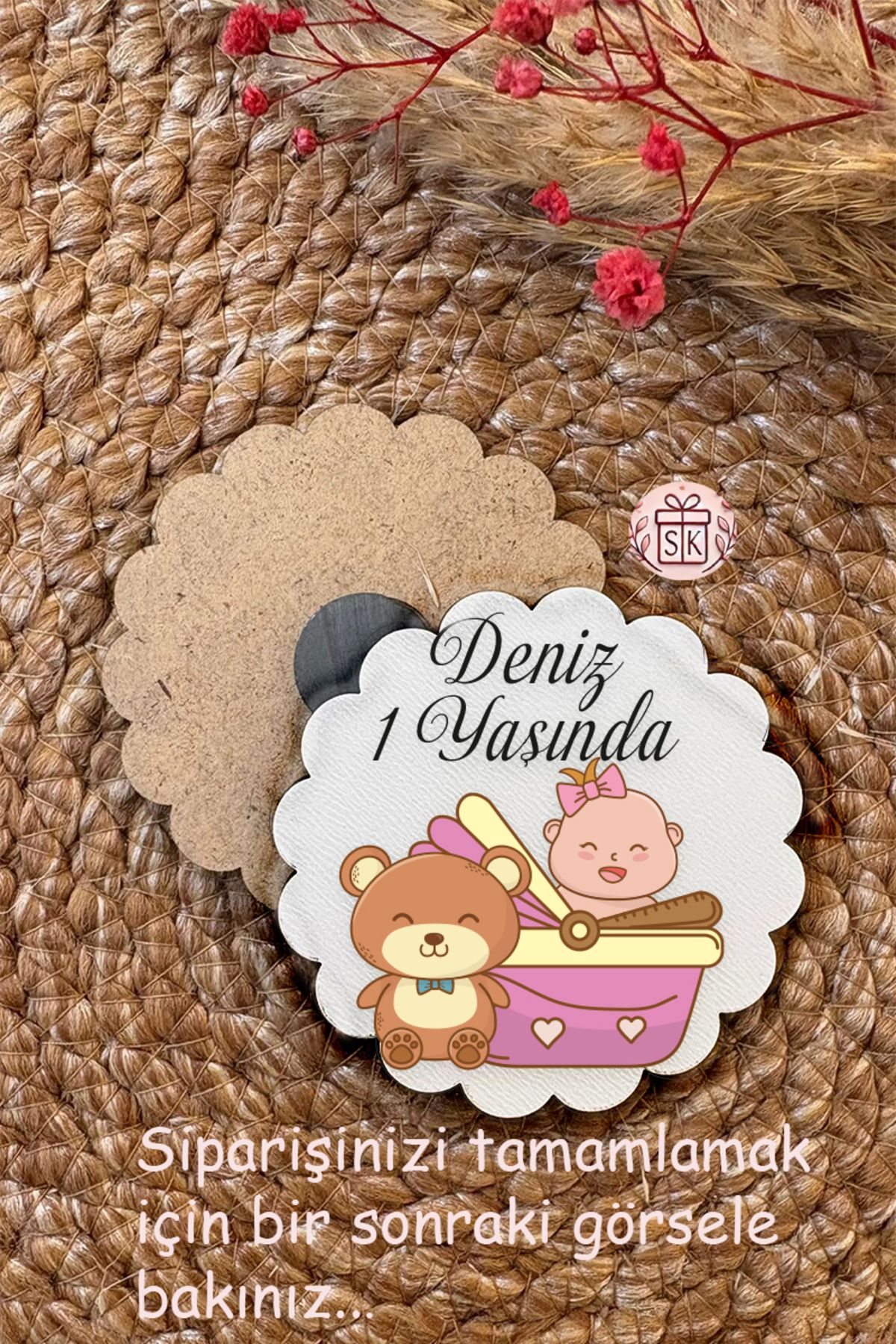 SK Gift Figürlü Ahşap Bebek Magnet Doğum Günü Hediyeliği Baby Shower Yenidoğan Magnet 35 Adet