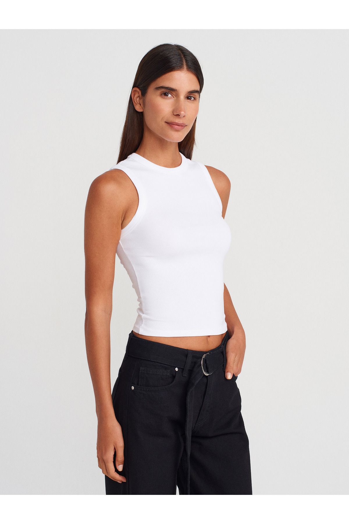 Dilvin 21059 Fitilli Top-Beyaz