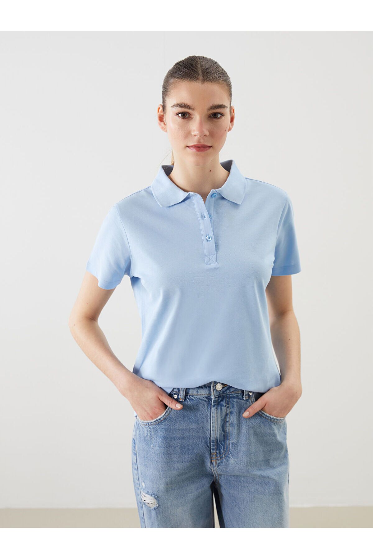 LC Waikiki Polo Yaka Pike Kadın Tişört