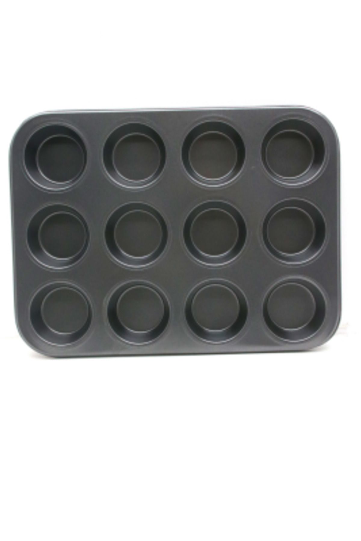 Modafiks 12 GÖZLÜ METAL - SİYAH DÜZ MUFFIN KALIP (5122)