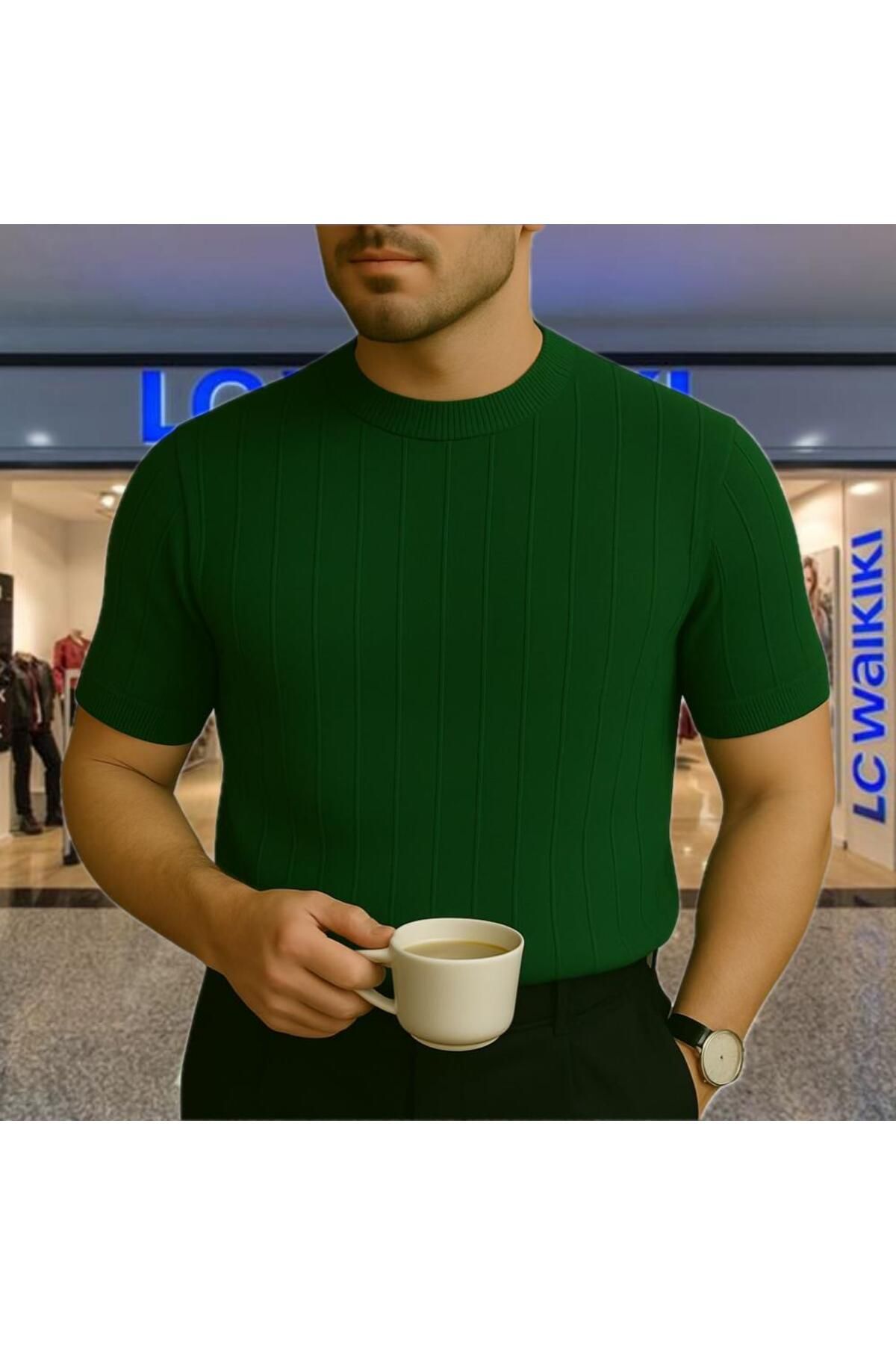 LC Waikiki Yeni Moda Bisiklet Yaka Çizgili Nefes Alabilen Kısa Kollu Erkek Tişört