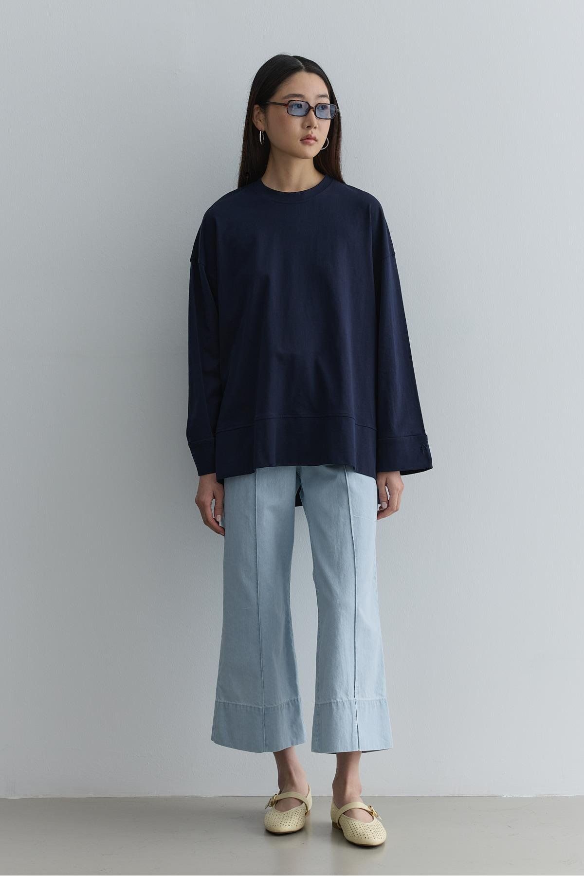 Fahhar Kalın Katlamalı Sweatshirt Lacivert