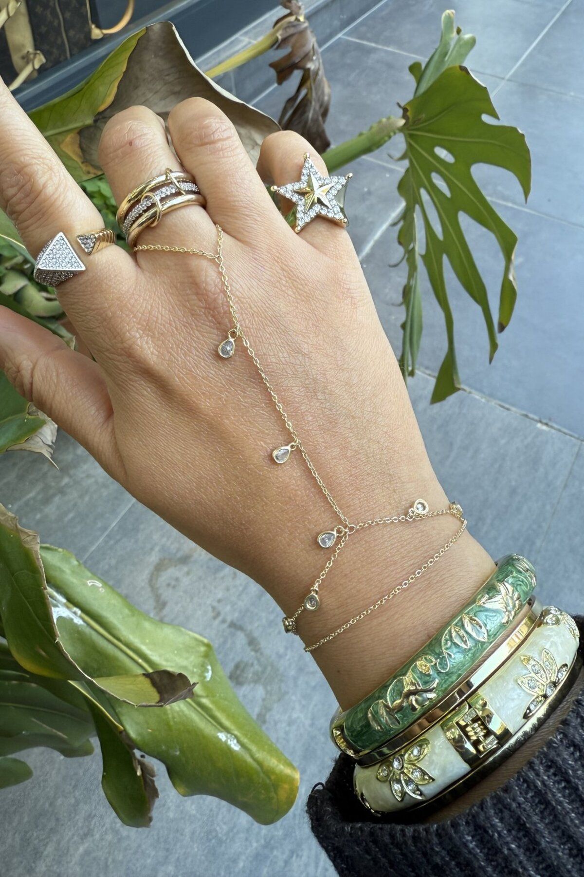 My Joyas Design 14K Altın Kaplama Damla Taşlı Şahmeran Gold