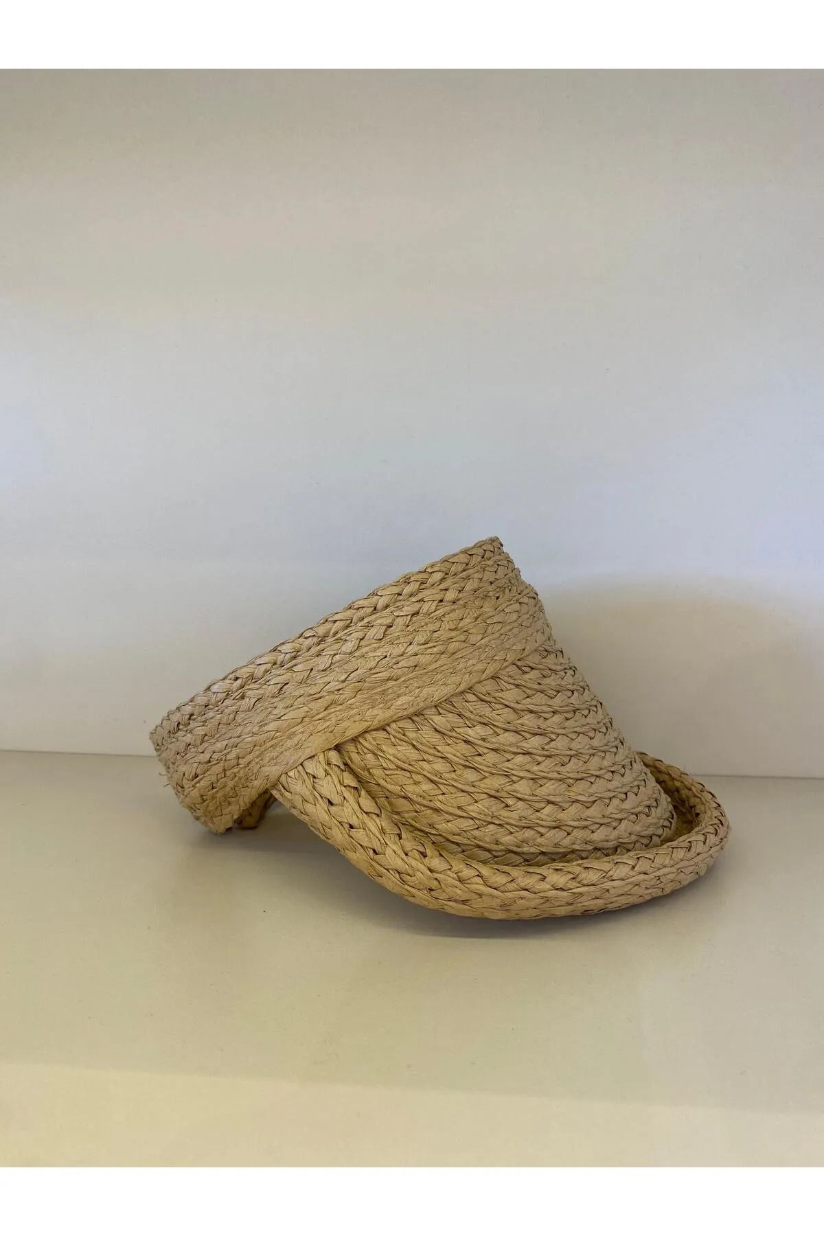 MARBERRY Camel Önü Kıvrımlı Hasır Vizör Kadın Şapka