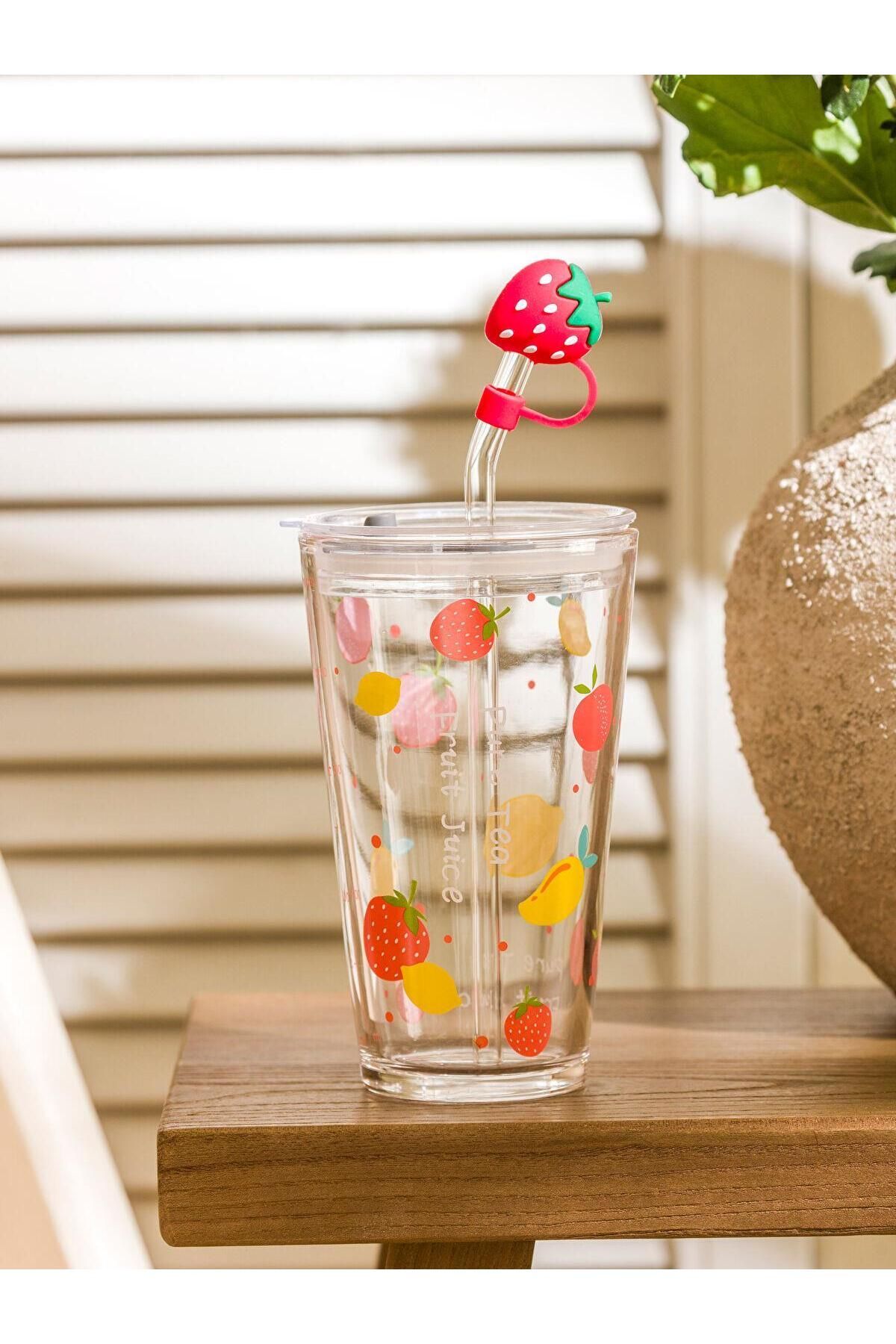 LC Waikiki LCW HOME Baskılı Pipetli Cam Bardak 400 ml (S5)