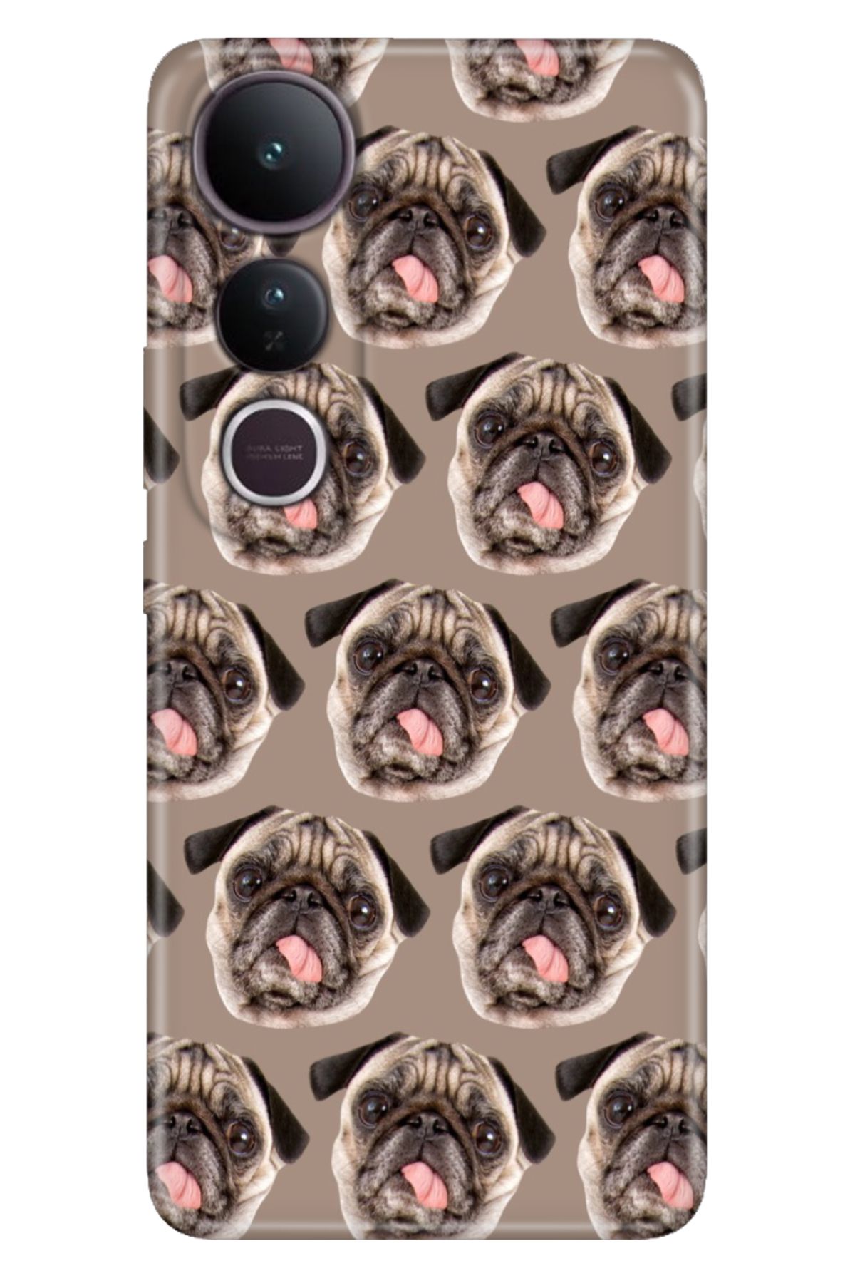 ADACASE Vivo V50 Lite 5G Kılıf Dekoratif Silikon Baskılı Kapak Pug Pug Köpek