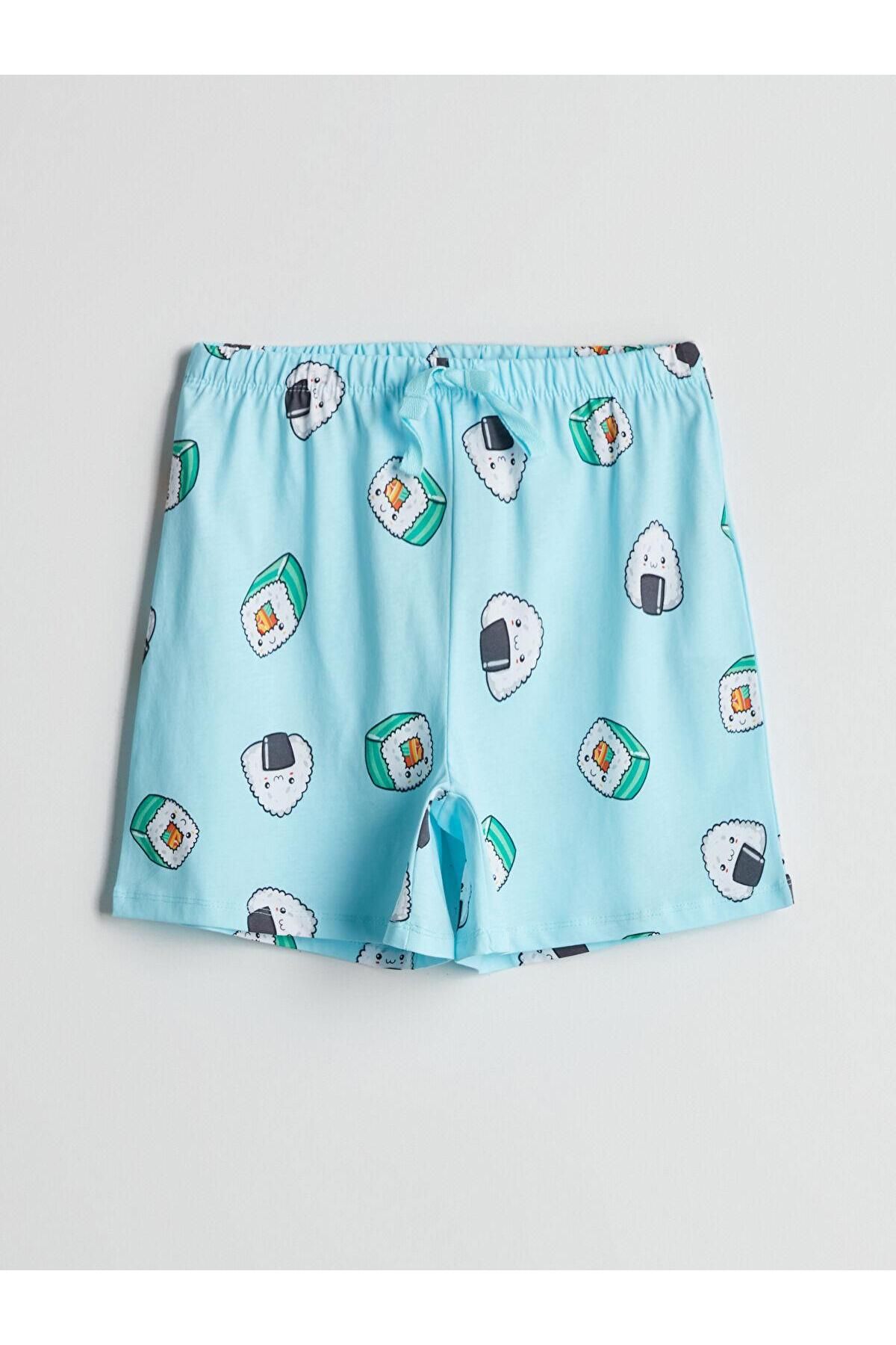 LC Waikiki LCW Young Beli Lastikli Desenli Kadın Şort Pijama Altı (S5)