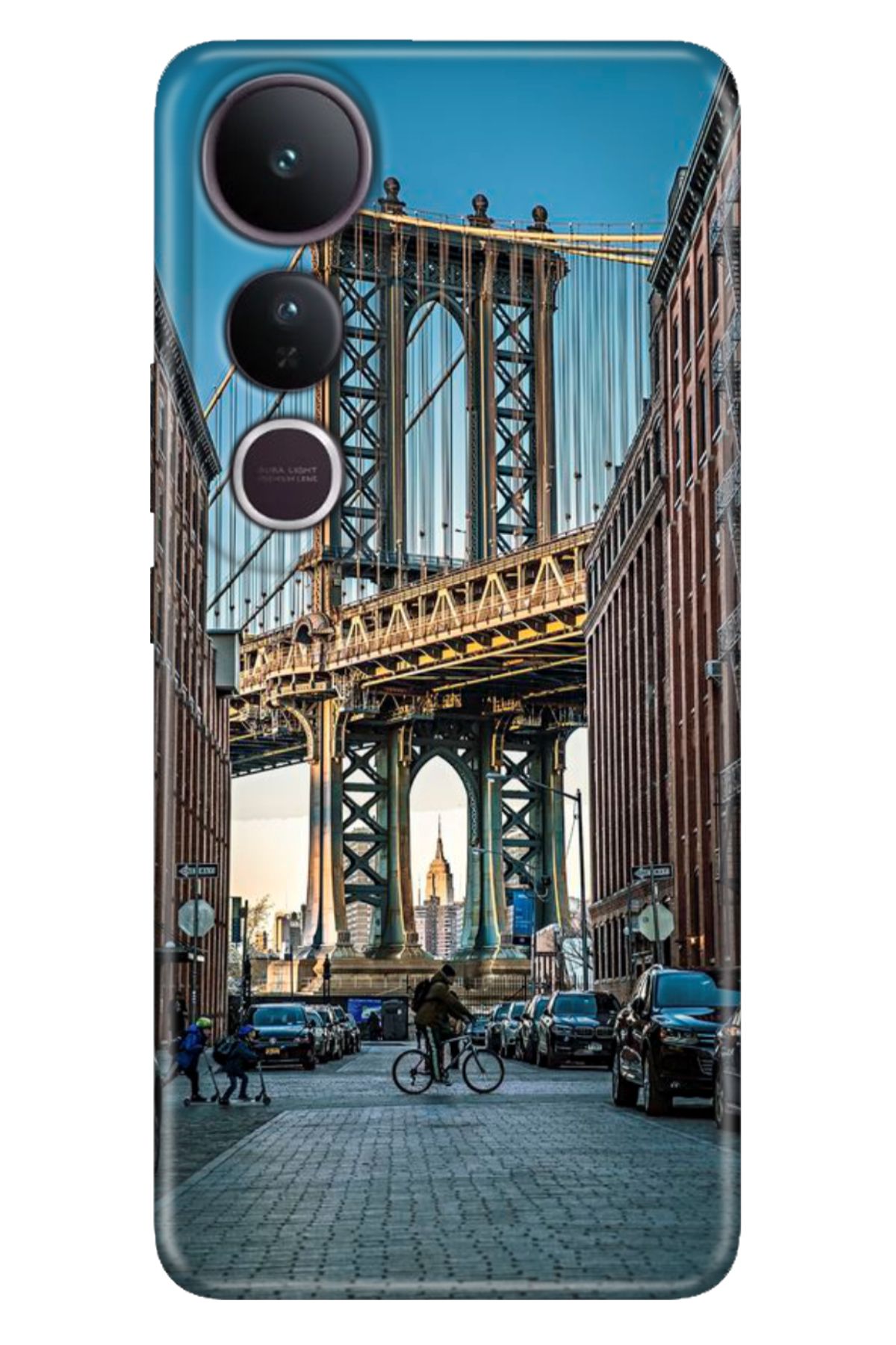 ADACASE Vivo V50 Lite 5G Kılıf Renkli Silikon Baskılı TPU Brooklyn Köprüsü
