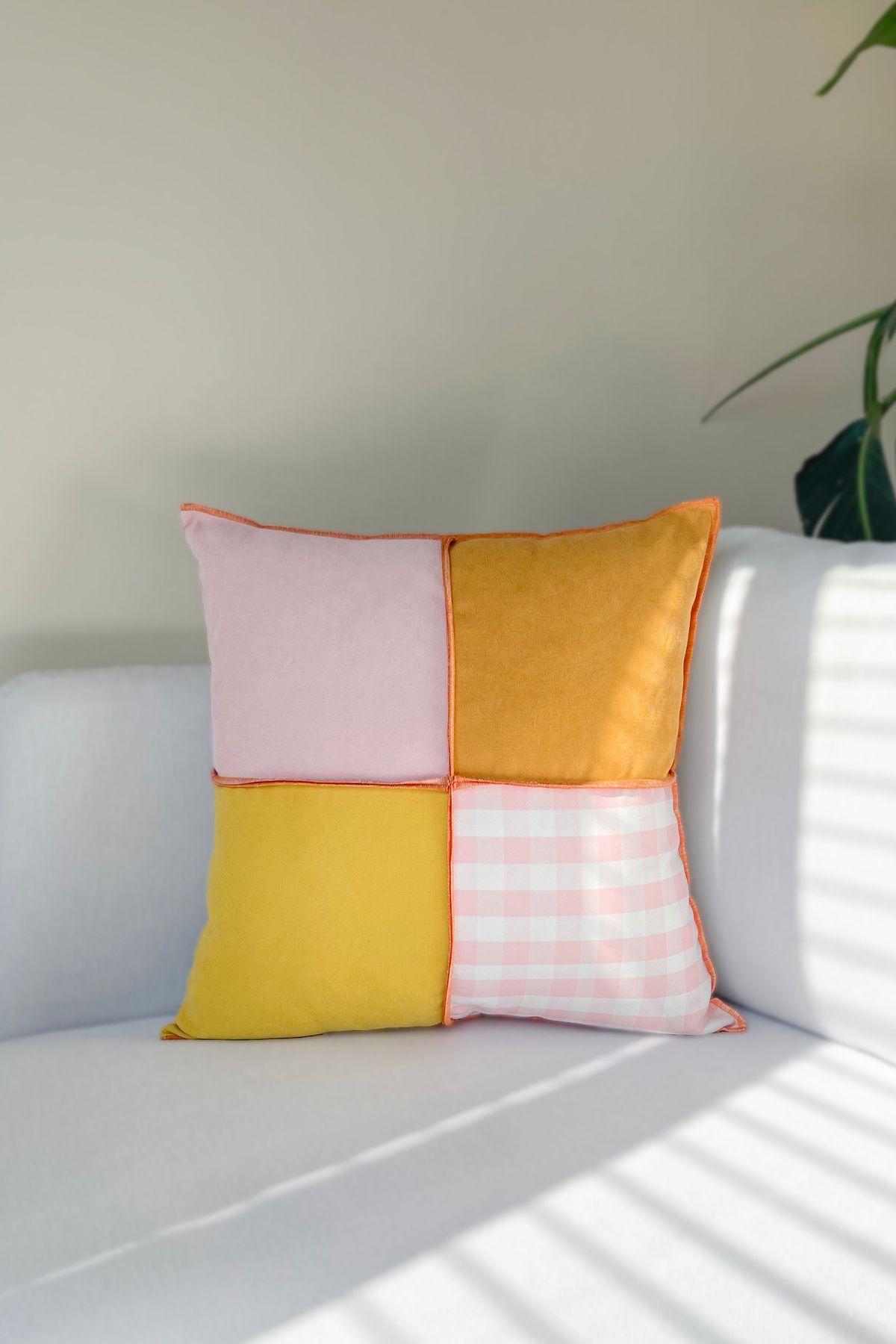 RİTMOHOME Sarı, Pembe, Kareli, Düz, Sade, Vintage, Iskandinav, Bohem 50x50 Dekoratif Yastık(İÇİ DOLGULU)