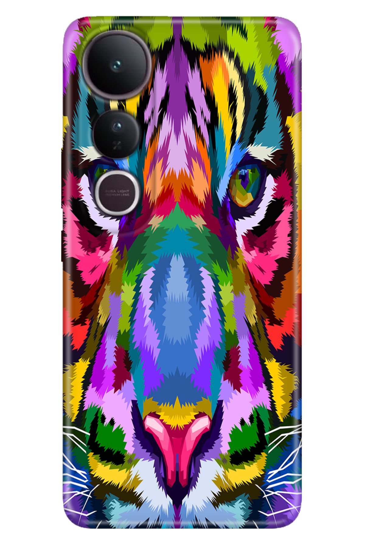 Cekuonline Vivo V50 Lite 5g Kılıf Tema Art Desenli Baskılı Silikon Retro Aslan
