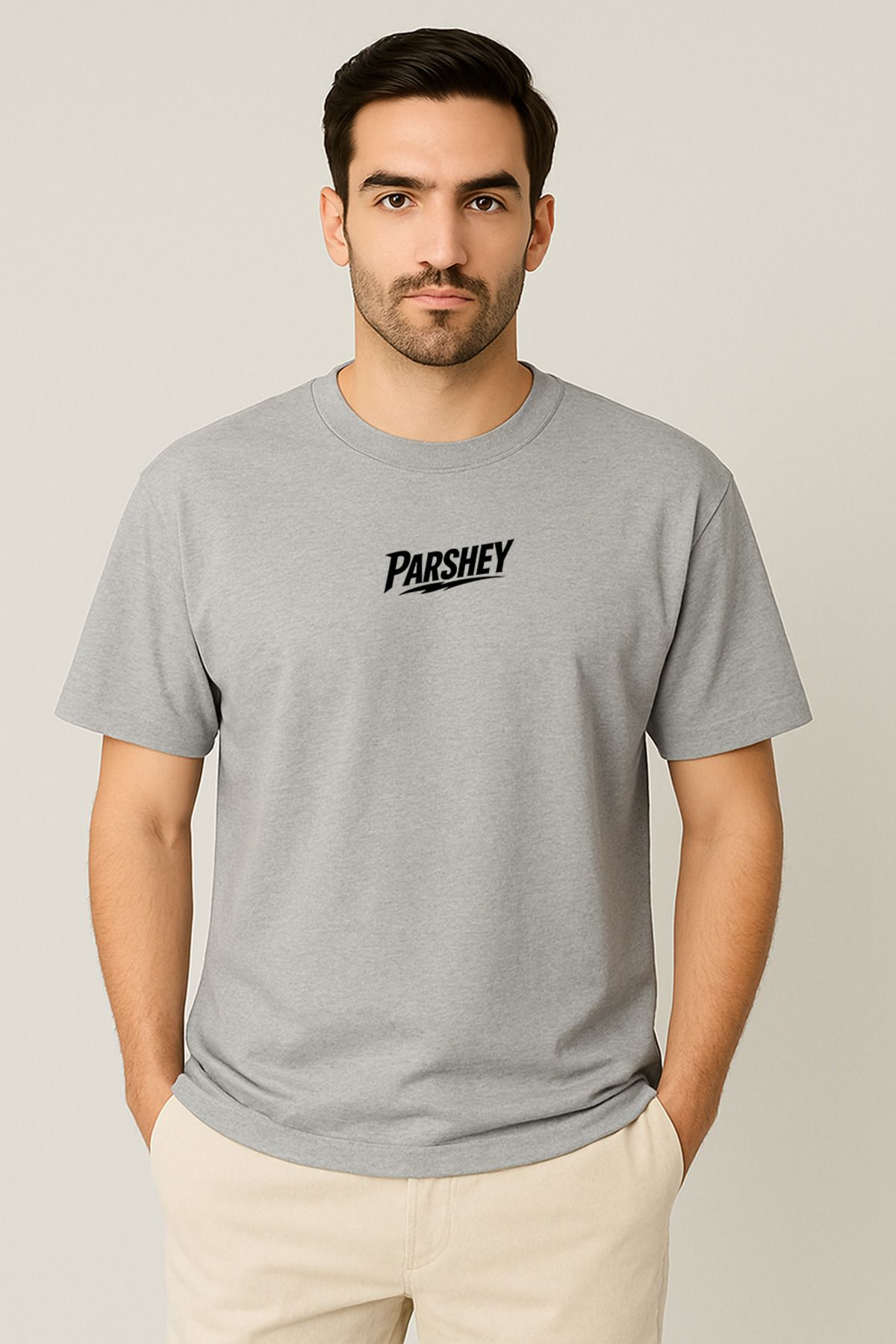PARSHEY Erkek - Kadın Unisex Parshey Baskılı Yarım Kollu Bisiklet Yaka %100 Pamuk Oversize T-shirt