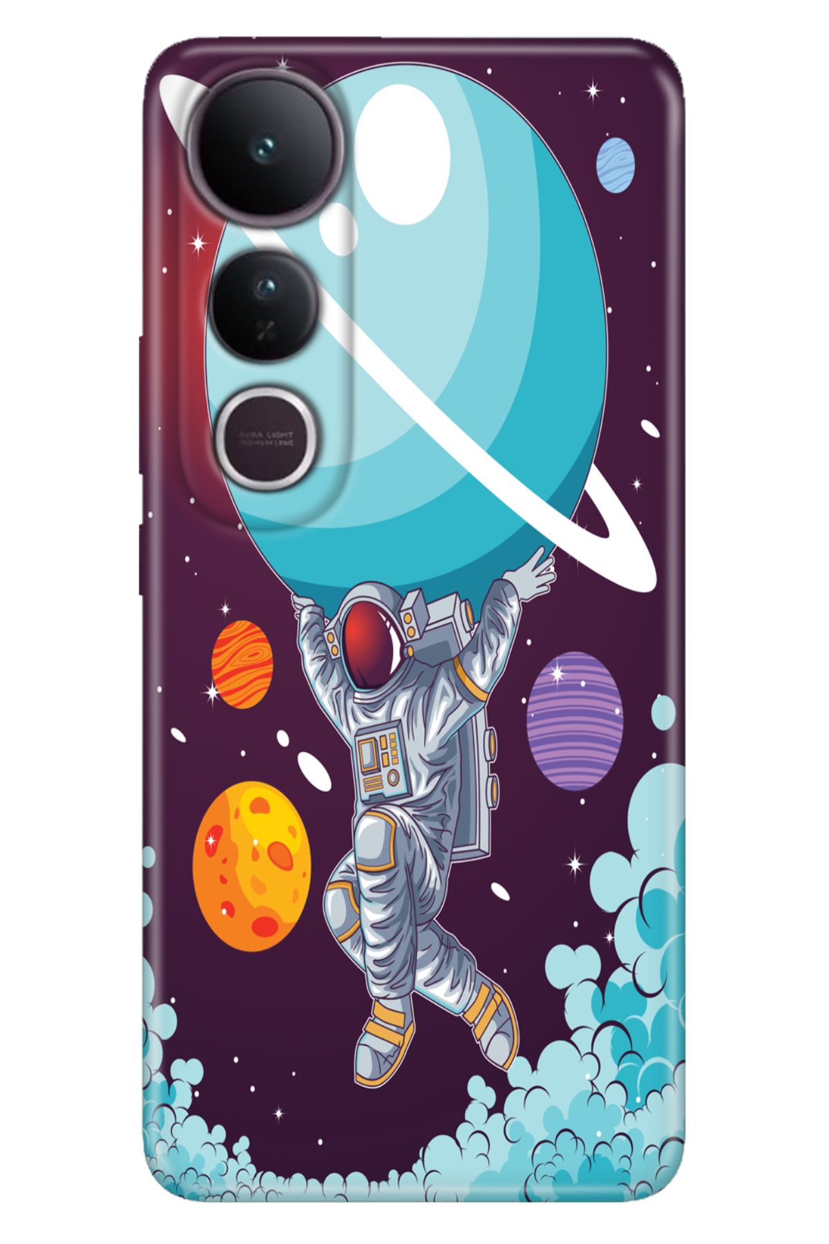 ADACASE Vivo V50 Lite 5G Kılıf Renkli Silikon Baskılı TPU Astronot