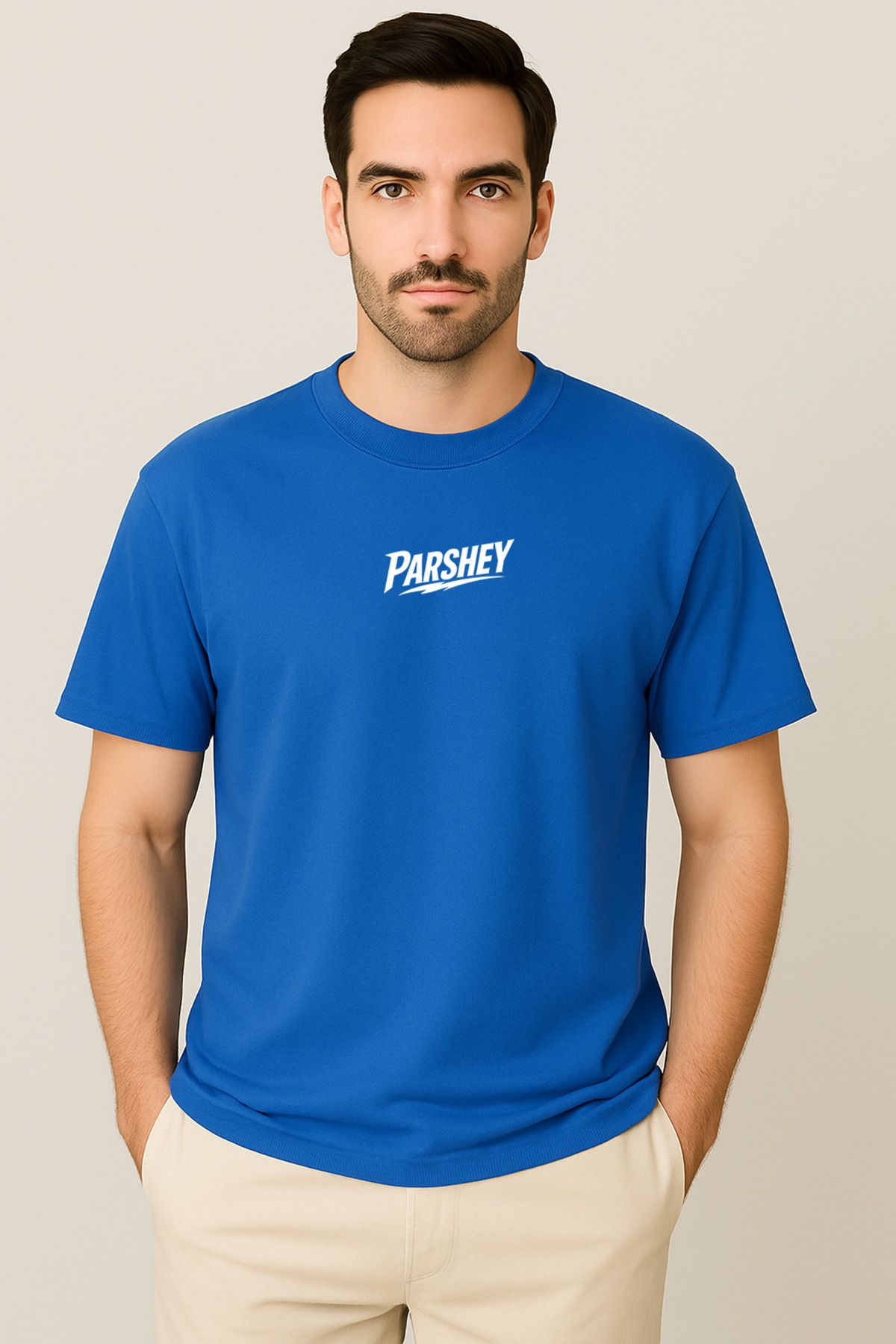 PARSHEY Erkek - Kadın Unisex Parshey Baskılı Yarım Kollu Bisiklet Yaka %100 Pamuk Oversize T-shirt