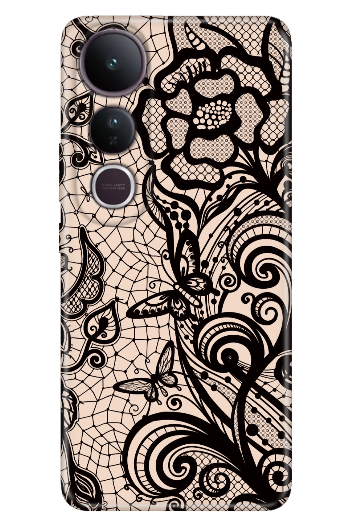ADACASE Vivo V50 Lite 5G Kılıf Dekoratif Silikon Baskılı Kapak Pink Mandala