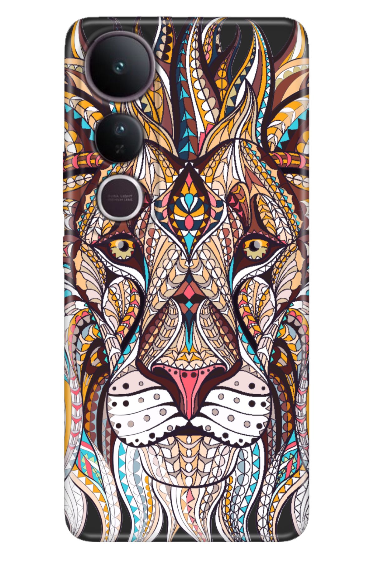 ADACASE Vivo V50 Lite 5G Kılıf Renkli Silikon Baskılı TPU Aslan Mandala