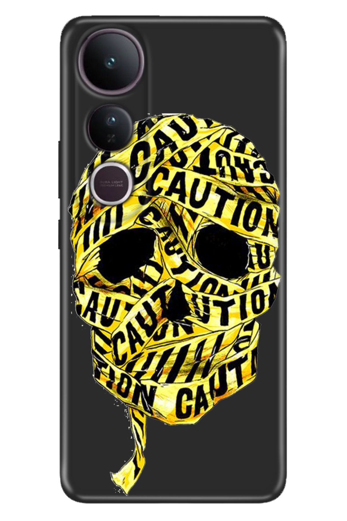 ADACASE Vivo V50 Lite 5G Kılıf Renkli Silikon Baskılı TPU İskelet Caution