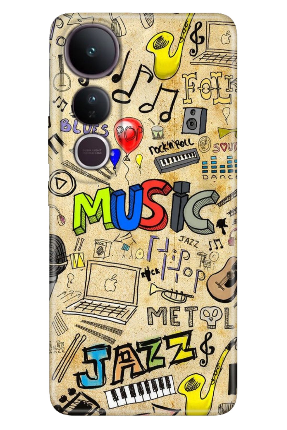 ADACASE Vivo V50 Lite 5G Kılıf Dekoratif Silikon Baskılı Kapak 80's Music