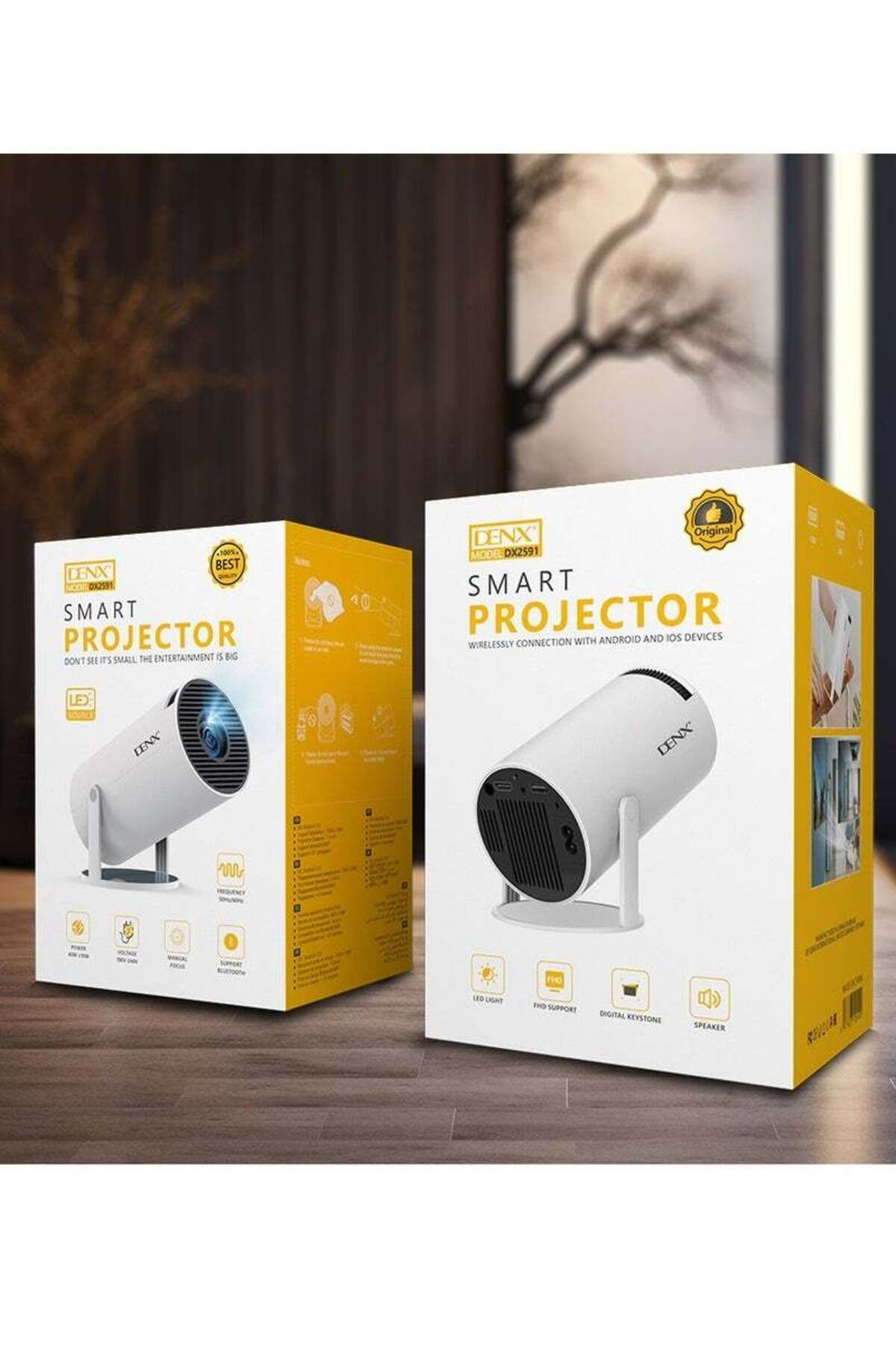 Denx-Lumens Portable Mini Projector with Android 12, WiFi, and Bluetooth, Denx DX2591 7
