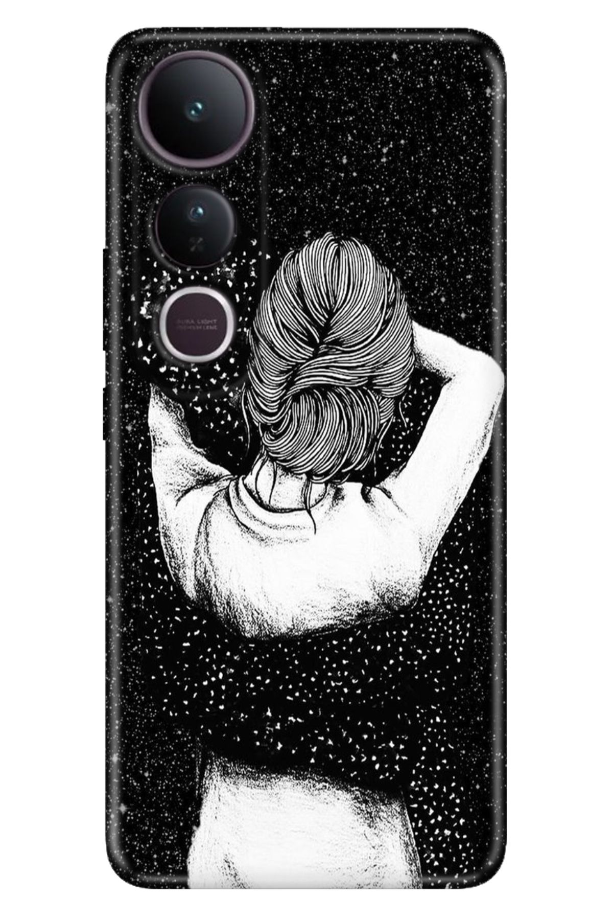 ADACASE Vivo V50 Lite 5G Kılıf Renkli Silikon Baskılı TPU Siyah Aşk
