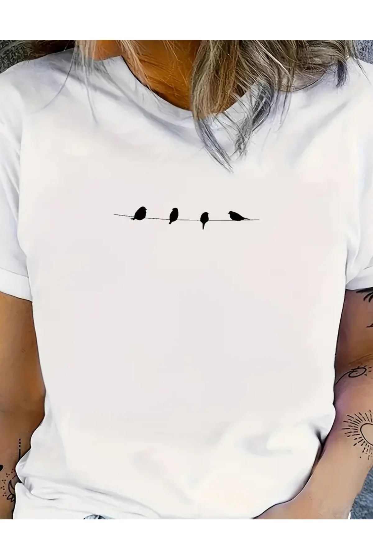 SAJA Unısex Kadın/Erkek Baskılı Oversize Düşük Kol Bisiklet Yaka T-Shirt