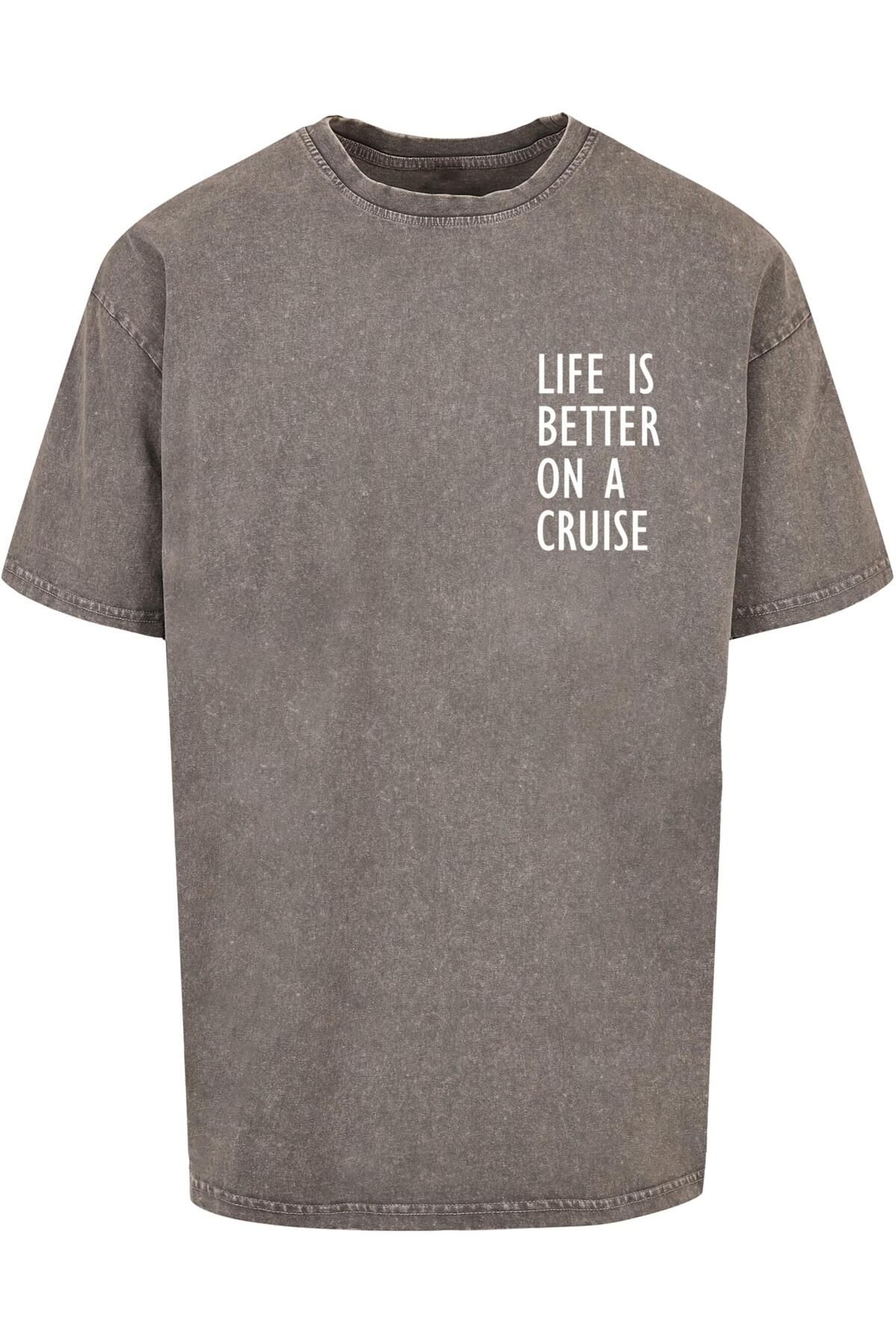 Merchcode-Herren Life Is Better Acid Washed Heavy Oversized Tee 1