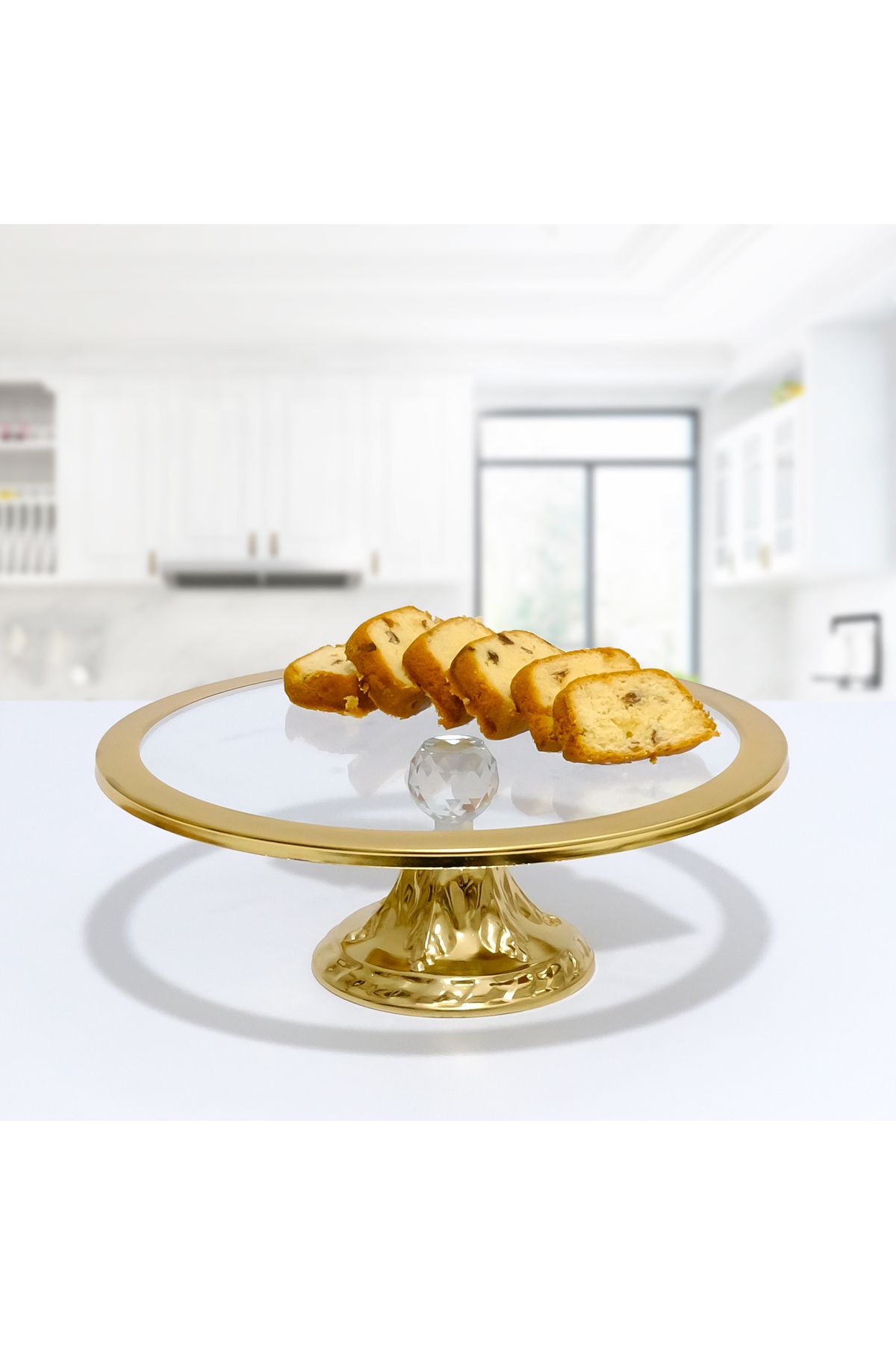 Şahay Kitchen Ayaklı Lüx Gold Pasta Standı İkramlık - Yuvarlak Ayaklı Kek Ve Pasta Sunum Standı