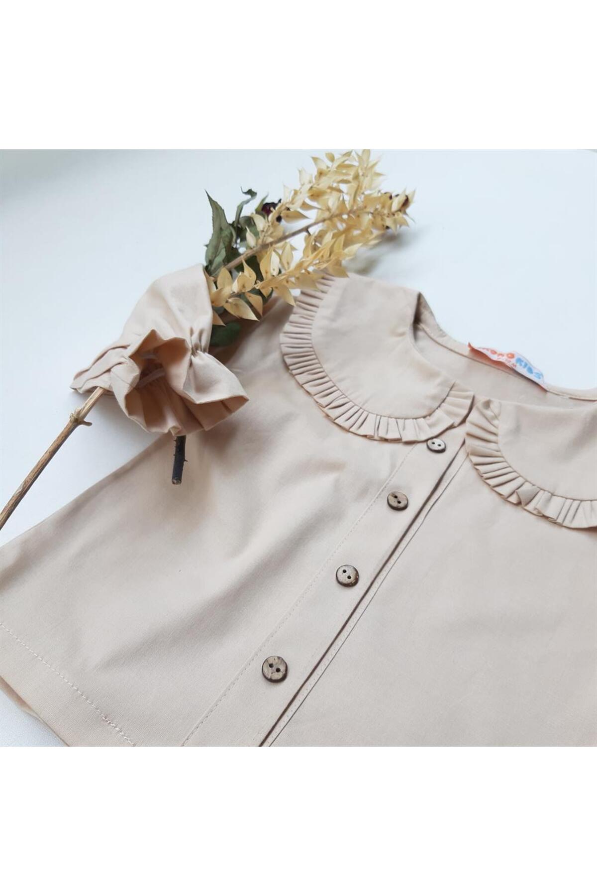 ikokokids Kız Bebek Krem Fırfırlı Bebe Yaka Buluz fotoğrafı 2 (önizleme)