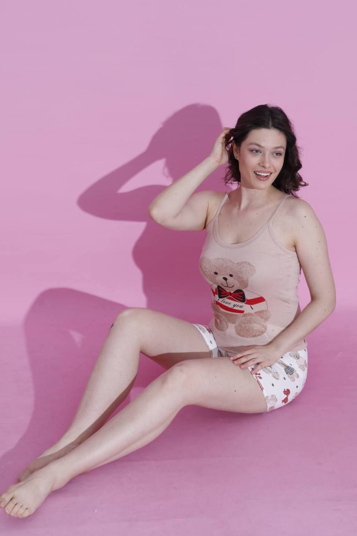 Emir Store İp askılı şortlu kadın pijama takımı