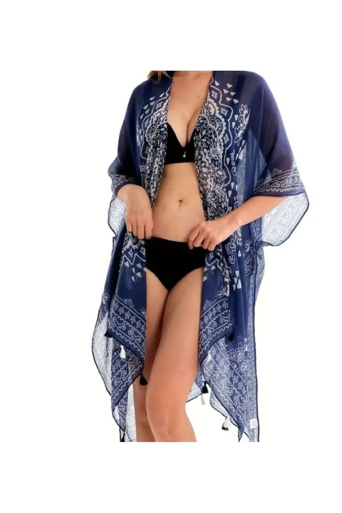 Dgt Luxury Paisley Desenli, Püsküllü, Güneş Koruyucu, Çok Amaçlı Tunik, Plaj Şalı, Hafif, Nefes Alan Kimono