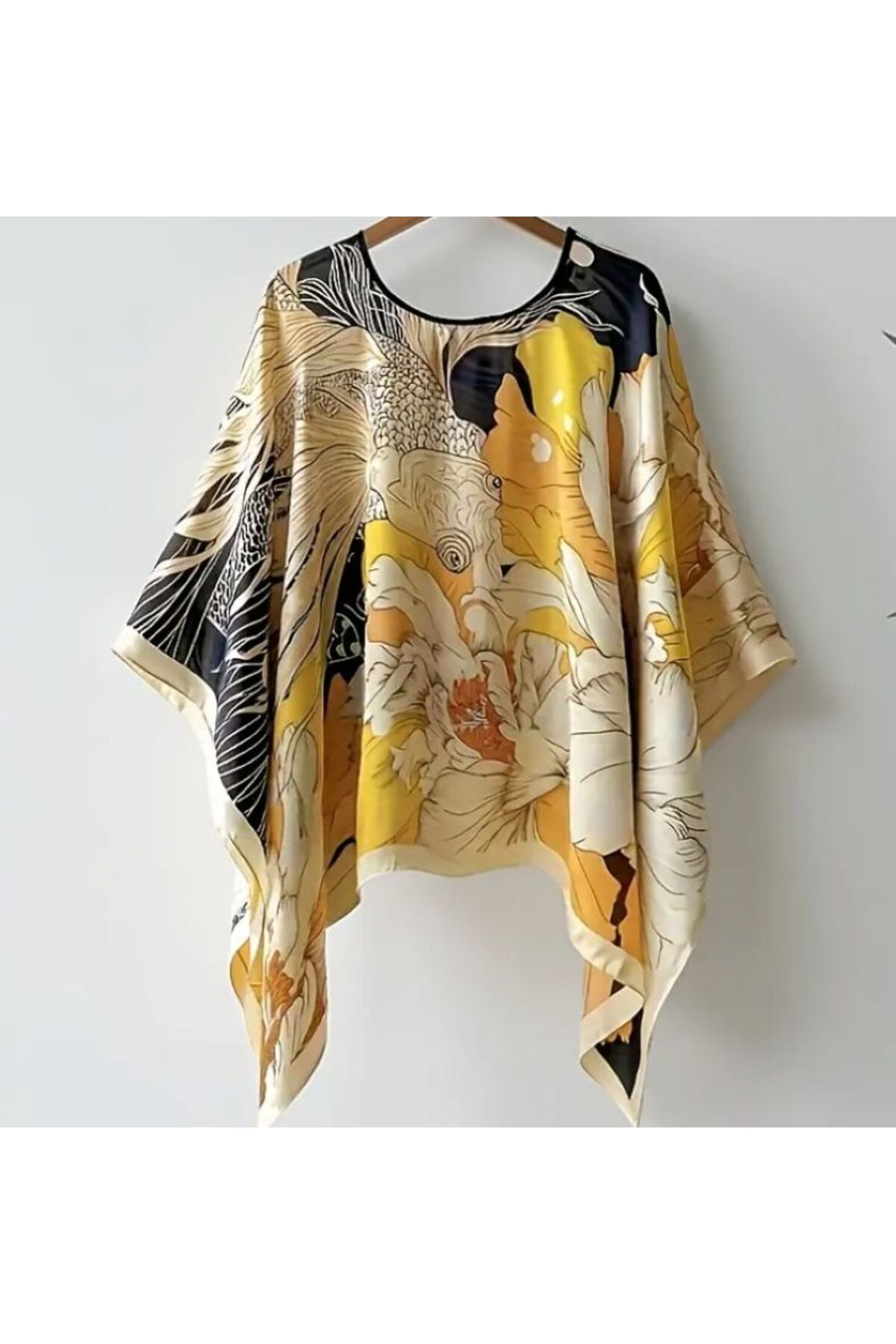 Dgt Luxury Tropikal Desenli, Asimetrik, Güneş Koruyucu, Çok Amaçlı Tunik, Plaj Şalı, Hafif, Nefes Alan Kimono
