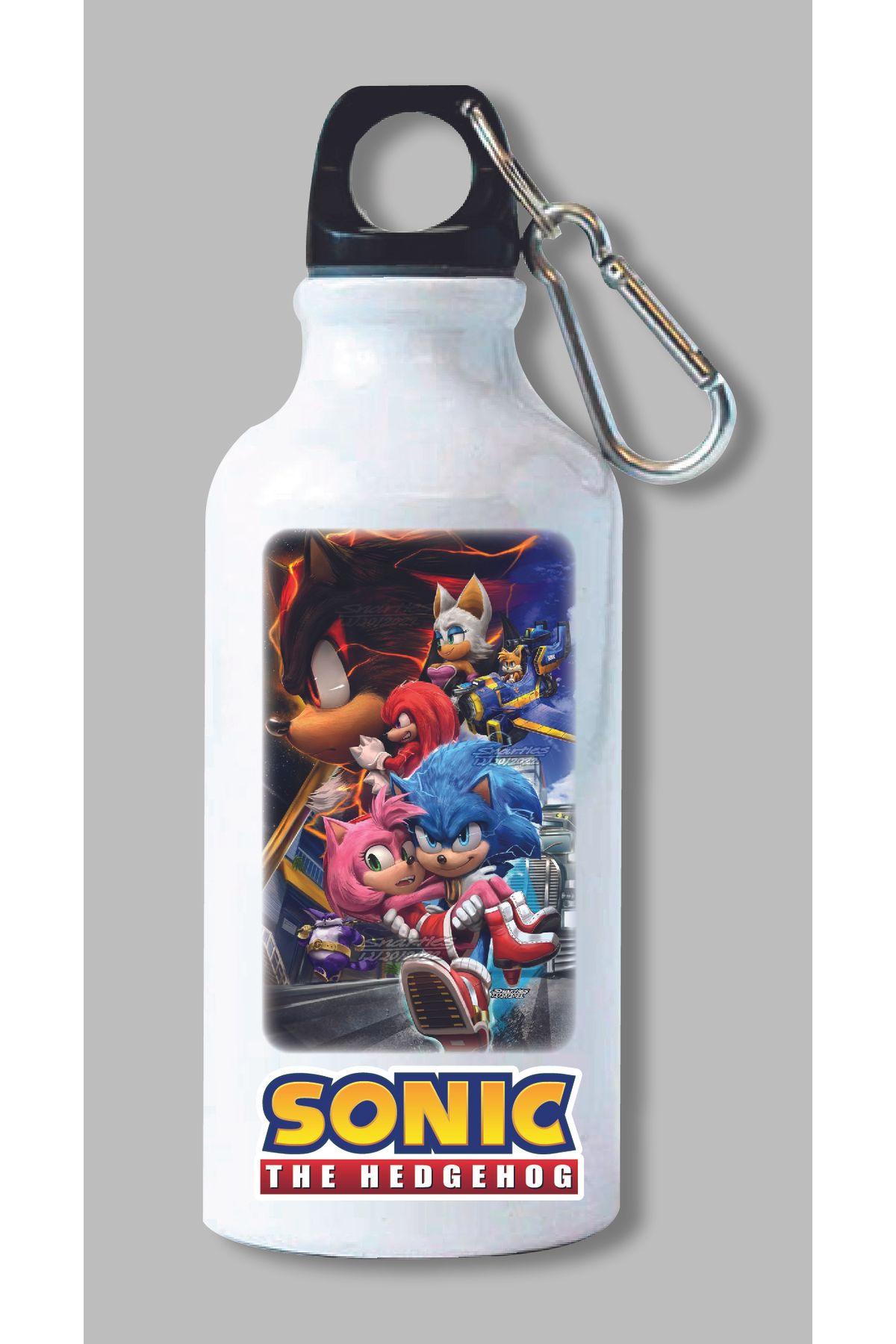 DKDZ SHOP Sonic Baskılı Kancalı Su Matarası 600ml. - 029