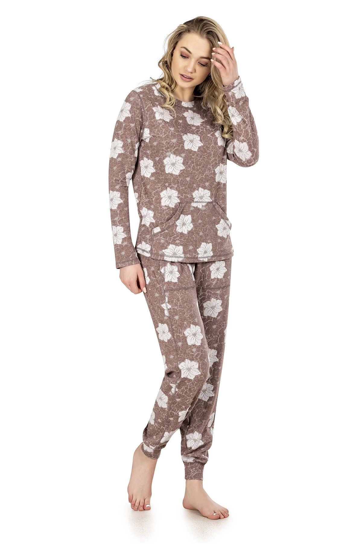 Moda Şahsenem Jiber 3919 Desenli Uzun Kol Kadın Pijama Takımı