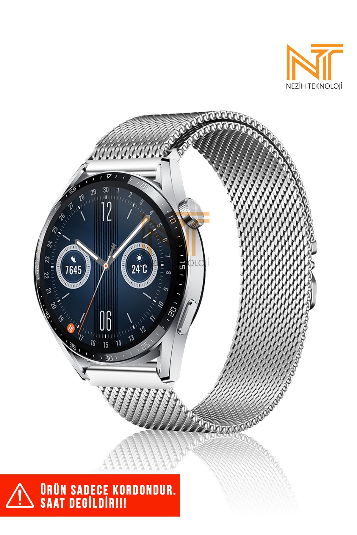 Nezih Case Huawei Watch Gt2 / Gt2 Pro / Gt3 / Gt4 / Gt5 / Gt5 Pro 46mm Uyumlu Metal Hasır Kordon