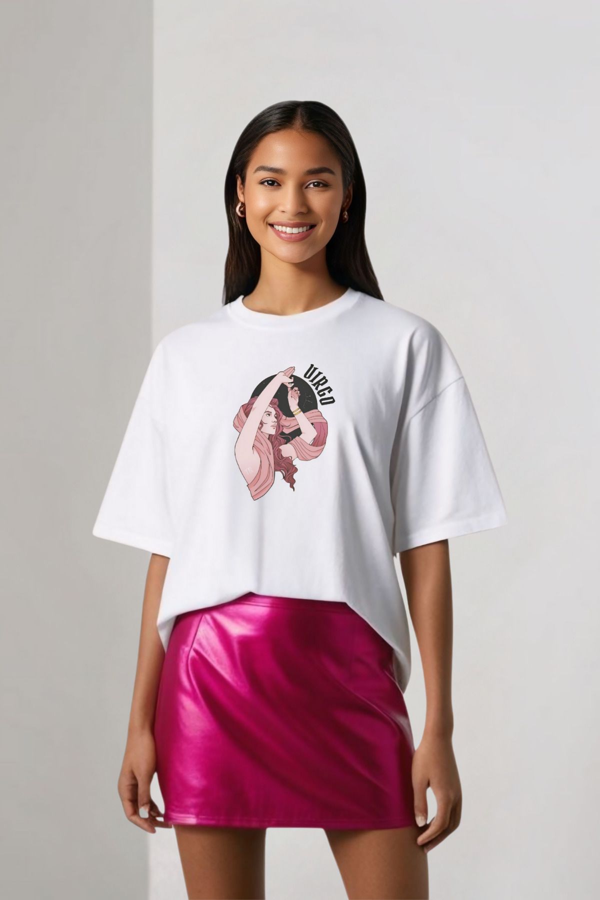 Butik Zodyak Koleksiyonu Başak Oversize Pamuklu T-shirt