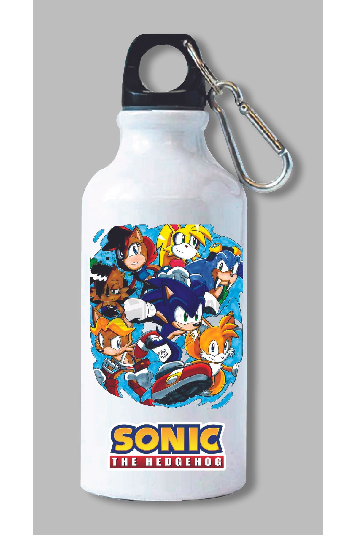 DKDZ SHOP Sonic Baskılı Kancalı Su Matarası 600ml. - 021