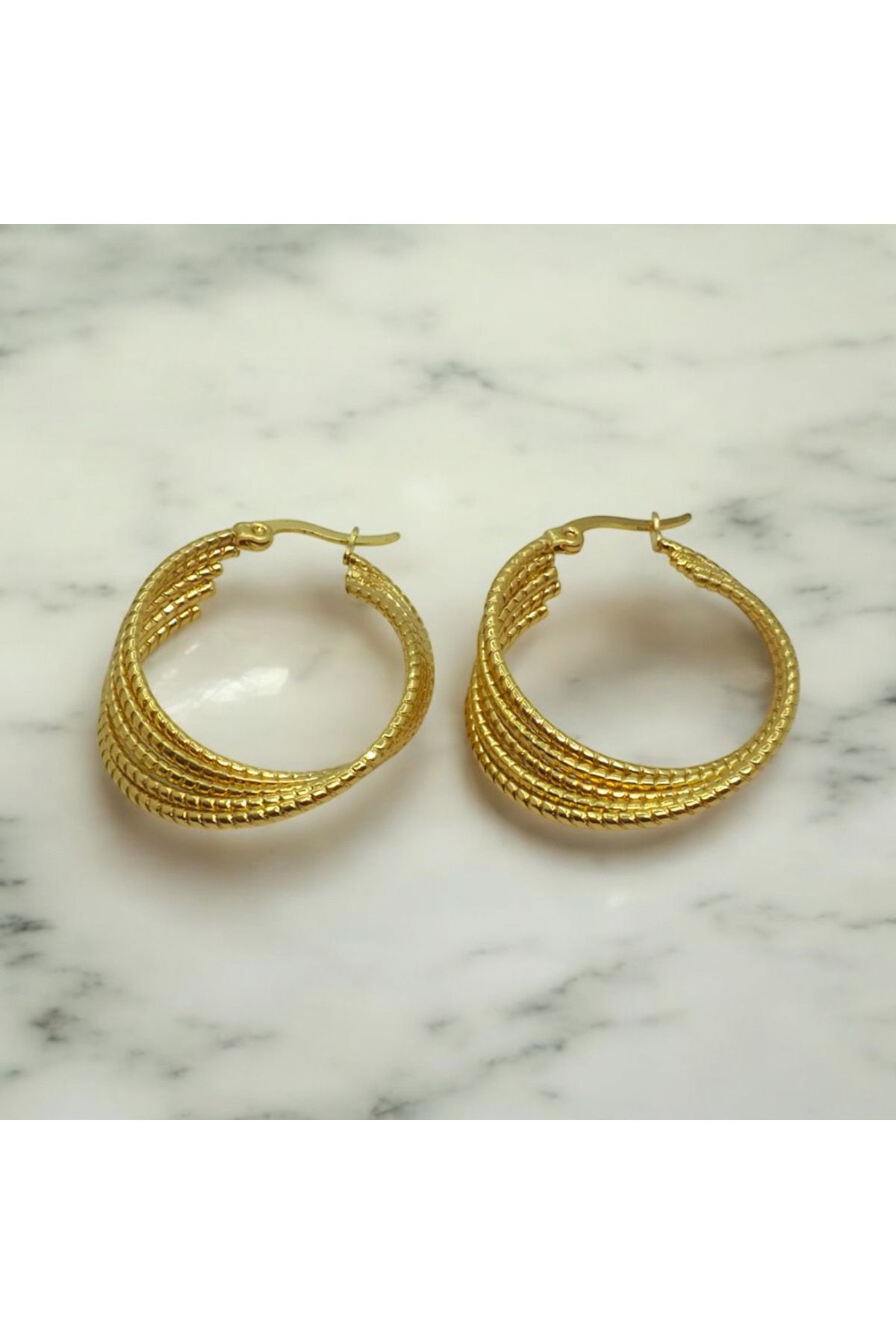 Bumu Design SARMAL ÇELİK HALKA KÜPE